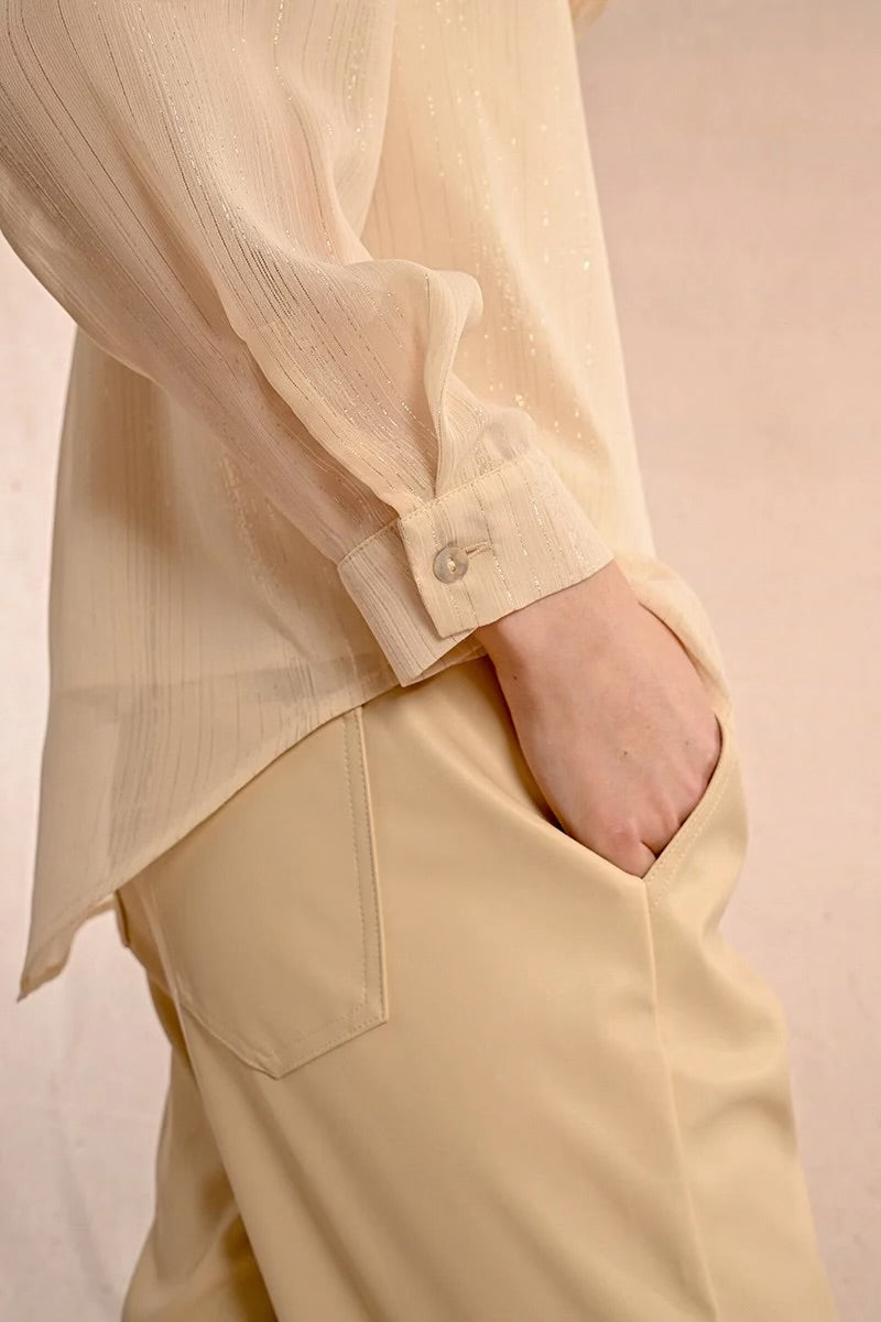 sheer button down blouse